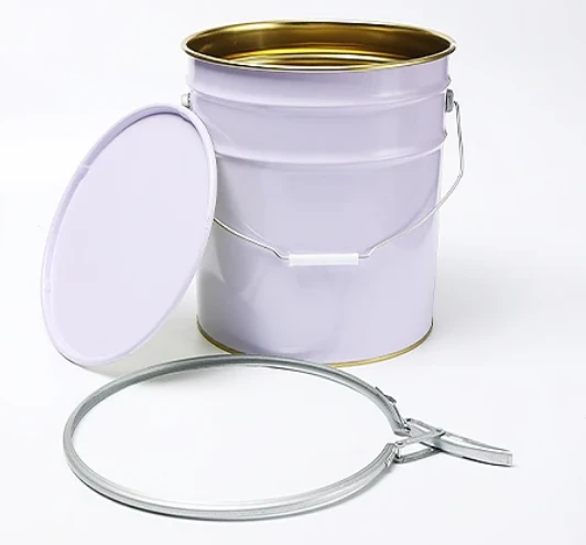 Seau en acier à tête ouverte de 5 gallons avec couvercle et anneau de verrouillage à levier