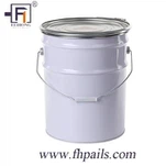 Seau vide en métal d'acier inoxydable de 20 litres avec le couvercle d'anneau de verrouillage